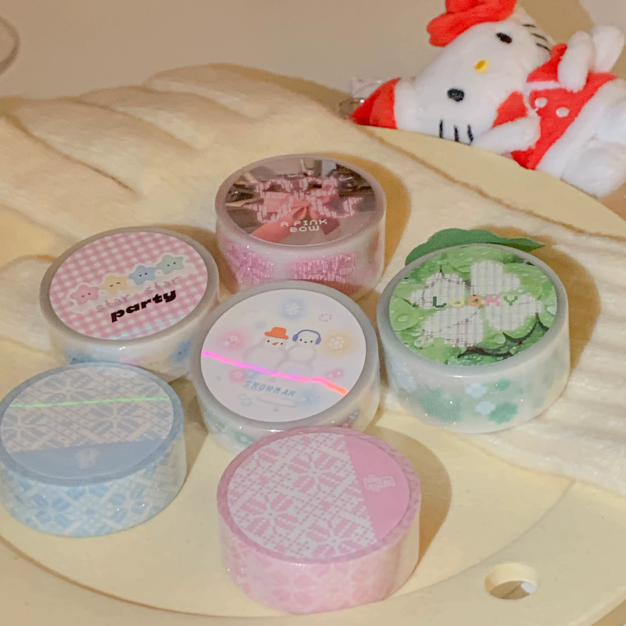 栗栗斯分装｜盐系星星派对四叶草和纸胶带雪花雪人闪砂手帐装饰,淘宝优惠券,粉丝福利购,淘宝优惠卷