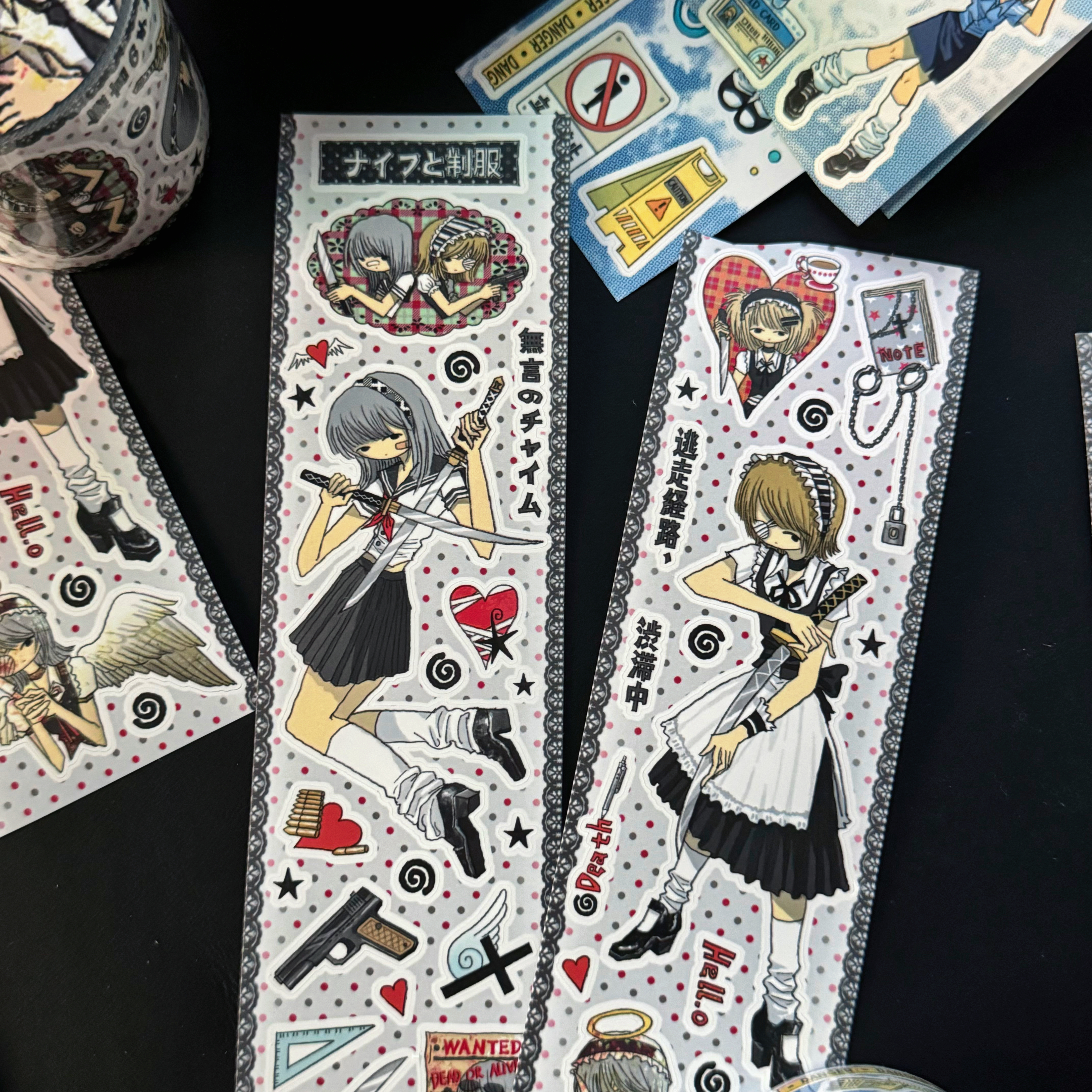 章鱼草老师原创昭和风女警制服女孩贴纸卷分装沙喋咩人物手帐装饰 - 图2