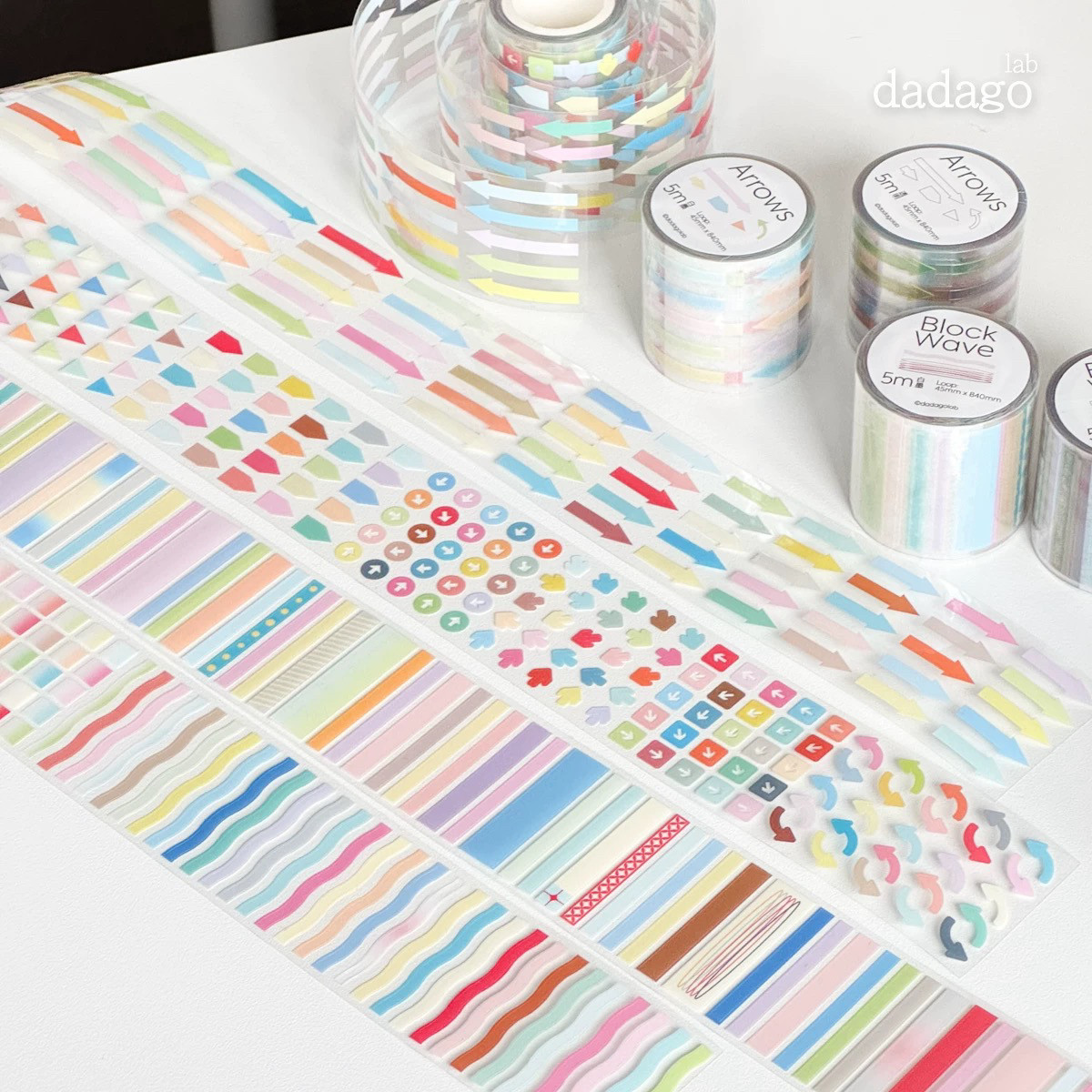 Dadagolab 分装基础装饰圆点拉条方块双透切膜箭头贴纸卷手帐装饰,淘宝优惠券,粉丝福利购,淘宝优惠卷