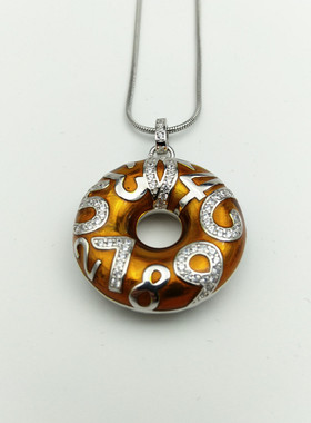 圆满乾坤圈925纯银项链吊坠