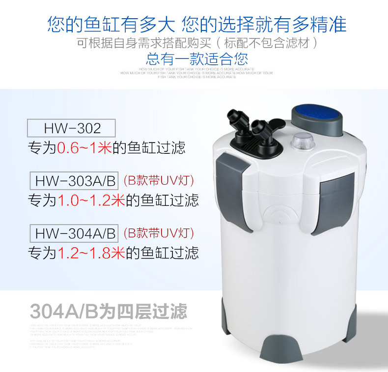 森森缸外过滤桶水族箱外置过滤筒鱼缸过滤器HW-303B过滤器过滤桶-图2