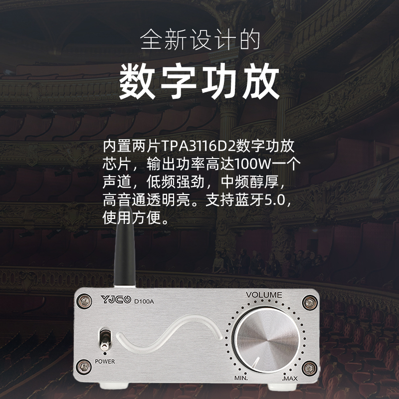 D100A 双芯片TPA3116双声道大功率数字蓝牙5.0 发烧家用HiFi功放 - 图0