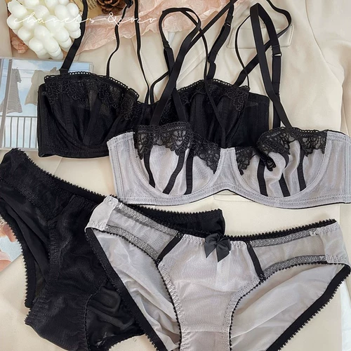 Ультратонкий сексуальный бюстгалтер, ремень, нижнее белье, комплект, бюстгальтер пуш-ап, с вышивкой