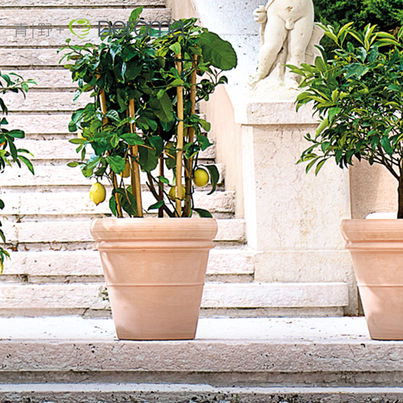 Deroma帝罗马北欧设计复古庭院高圆盆系列室内家居陶土花盆-图1