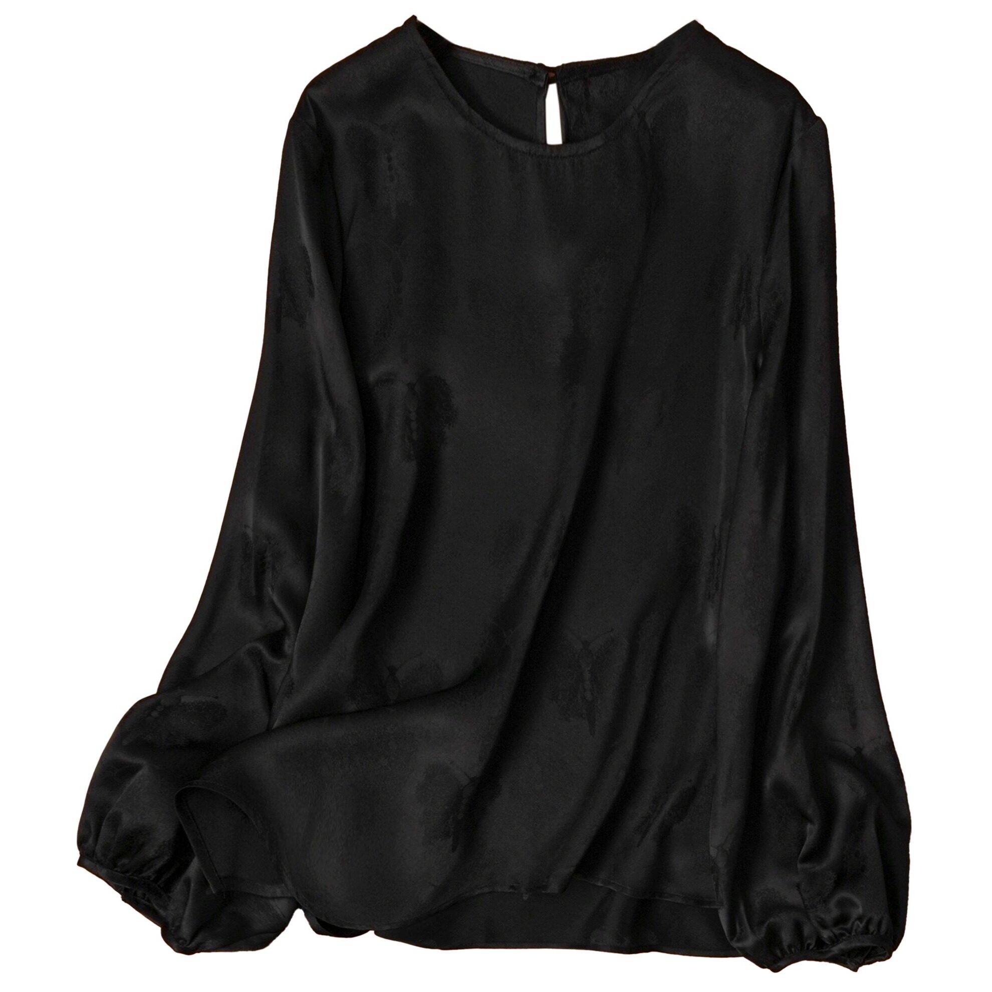 上久楷100桑蚕丝真丝蝴蝶提花高端长袖衬衫百搭秋款打底女士上衣