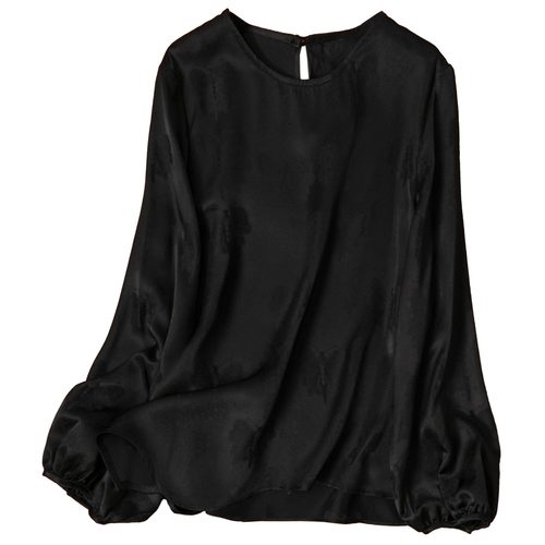 上久楷100桑蚕丝真丝蝴蝶提花高端长袖衬衫百搭秋款打底女士上衣 - 图3