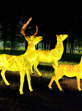 园林玻璃钢仿真夜景亮化发光鹿
