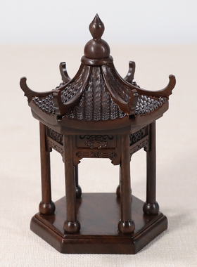 木质装沙盘摆件园林亭子仿古建筑模型景观中式凉亭造景小桥装饰品