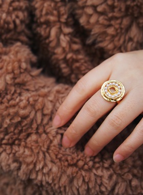 镀金戒指珍珠圣诞礼物复古钱币