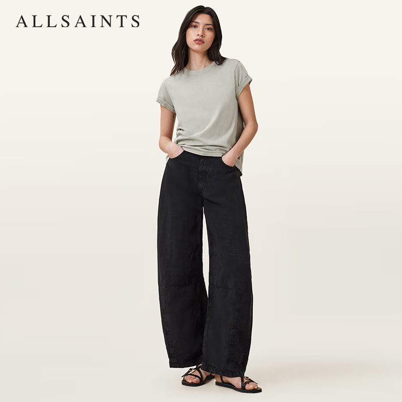 ALLSAINTS女士柔软短袖T恤舒适修身上衣2025年秋季女装W191JB - 图2