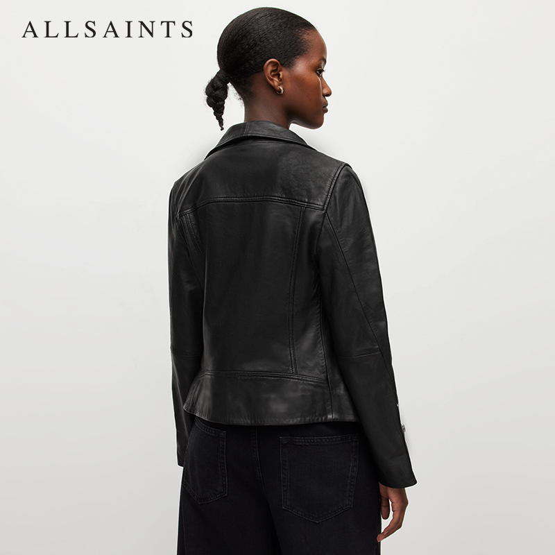 ALLSAINTS女士机车夹克Ellis黑色时尚皮衣外套春季WL090S - 图1