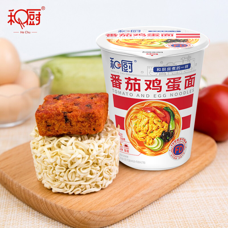 和厨番茄鸡蛋面6杯装冻干面整箱批发 速食杯面泡面非油炸方便面