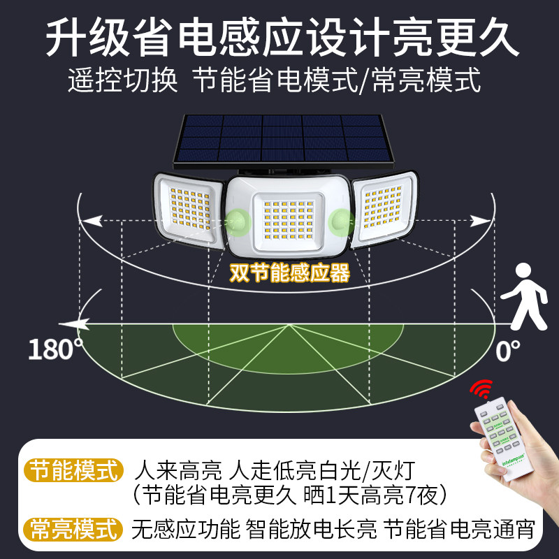 人来即亮太阳能庭院壁灯户外家用路灯人走即灭夜间自动人体感应灯