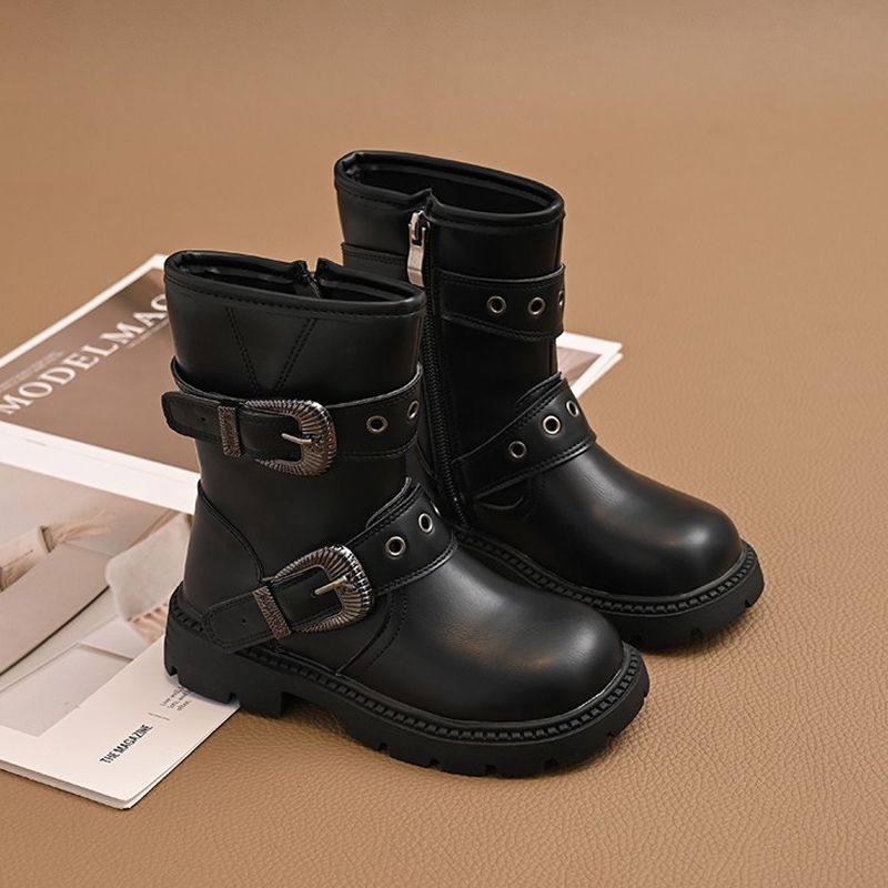 女童中筒靴爆款棕色西部牛仔骑士靴2025秋季英伦风短靴单里马丁靴,淘宝优惠券,粉丝福利购,淘宝优惠卷