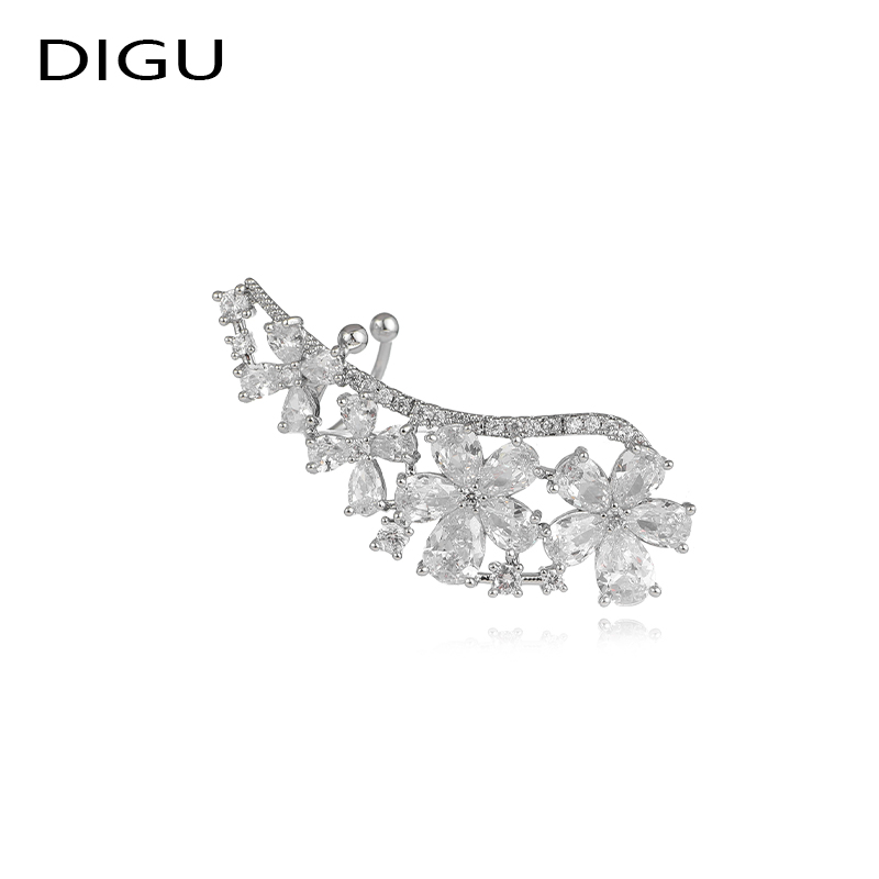 DIGU嘀咕家花朵锆石耳骨夹耳环一体式高级感轻奢小众设计感耳饰女 - 图0