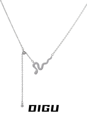 抽拉可调节轻奢满钻灵蛇项链