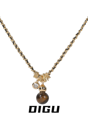 轻奢高级感仿虎眼石葫芦吊坠项链