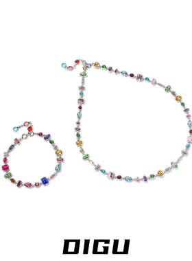 高级感彩色水晶项链手链女