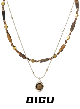 气质美拉德风天然石串珠项链