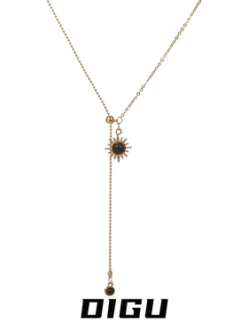 秋冬气质复古仿虎眼石太阳花项链