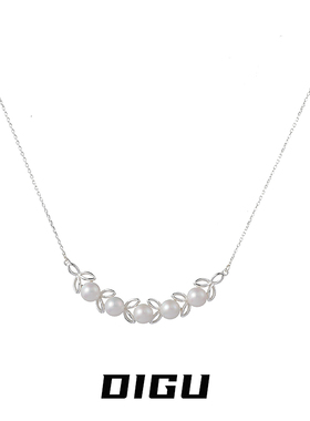 月神~轻奢925银月桂叶珍珠项链