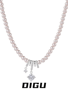 精致优雅温柔粉色珍珠项链轻奢