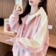 Lazy style contrasting baseball uniform coat for women