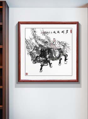 手绘国画岸柳依依装饰画客厅玄关