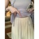 Anli ຜ່ອນຄາຍໂຄງສ້າງ elastic waist pants ຂາກ້ວາງ