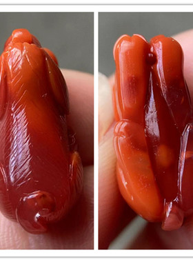 天然川料 柿子红火焰纹 南红玛瑙立体小狗吊坠十二生肖雕刻项坠