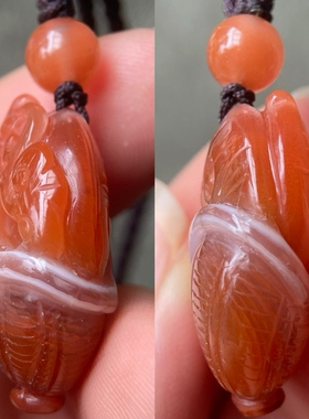 天然川料南红玛瑙特色樱桃红锦鲤吊坠雕件年年有余雕刻挂饰项坠