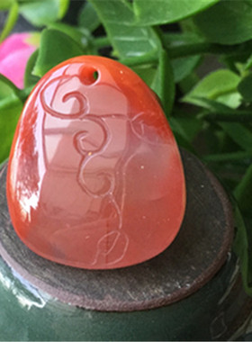 天然四川南红玛瑙虎吊坠小雕件 柿子红火焰红生肖雕刻挂件项坠