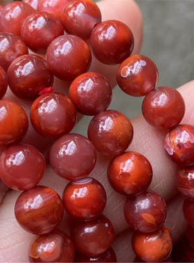 6.4毫米天然南红玛瑙九口火焰纹手串diy玫瑰红多圈手链