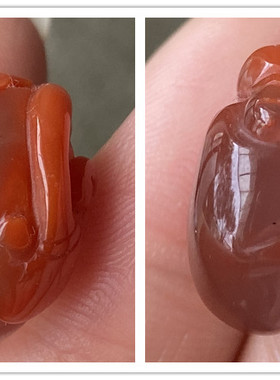 天然俏色雕刻桃子吊坠南红玛瑙