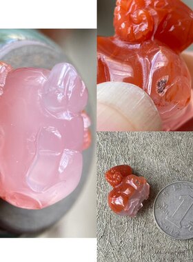 天然九口南红玛瑙冰飘特色立体小羊吊坠diy小挂件生肖雕刻