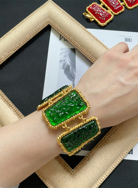 予 318 复古Vintage欧美宫廷风镀真金保色琉璃重工手牌手链 包邮