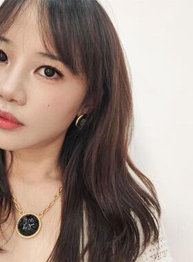 予1907 复古Vintage镀真金保色黑色琉璃戒指耳钉项链套装 包邮