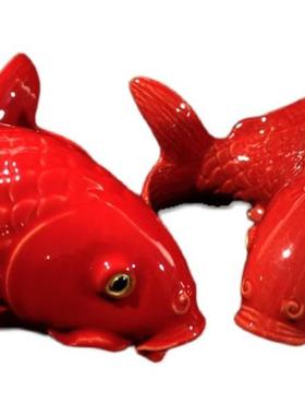 鲤鱼陶瓷招财中式背景墙挂饰造景