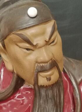 陶瓷关公招财开业前台门厅摆件