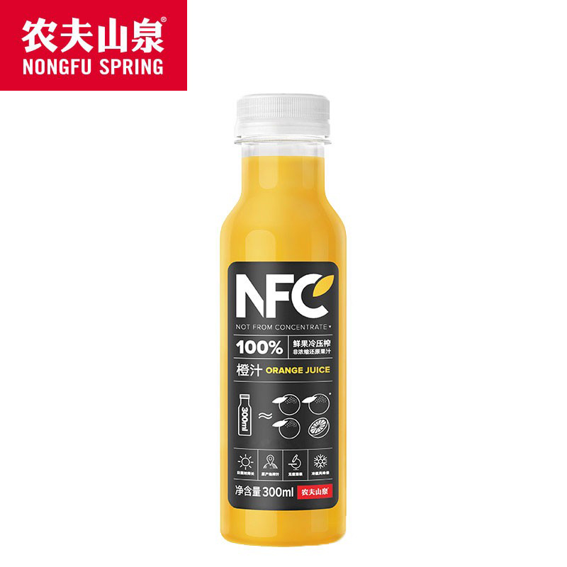 农夫山泉NFC果汁300ml*4瓶整箱鲜榨橙汁番石榴苹果汁芒果汁饮料-图2