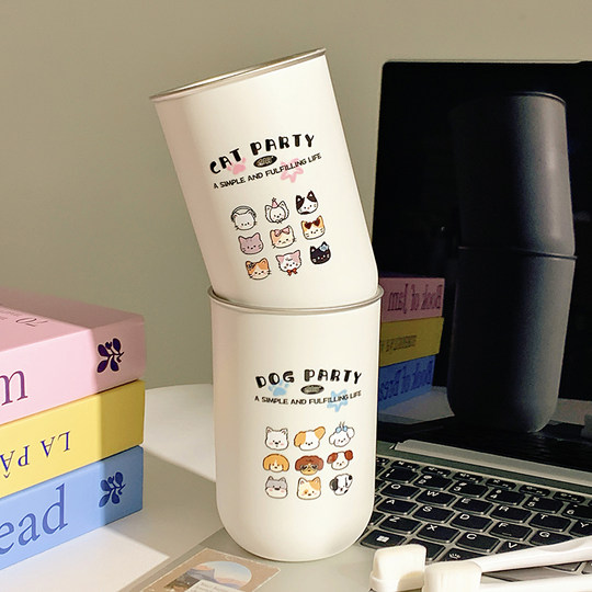 304 stainless steel mouthwash cup, anti-mildew and antibacterial household toothbrush cup, dental cylinder, cute toothbrush cup, couple style pair