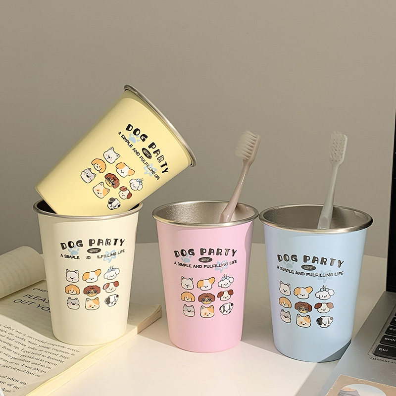卡通小狗304洗漱高颜值情侣可爱牙刷不锈钢简约漱口杯家用刷牙ins,淘宝优惠券,粉丝福利购,淘宝优惠卷