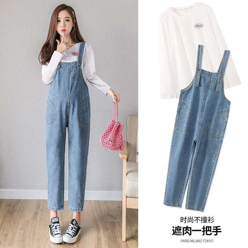 孕妇背带裤套装孕妇装潮妈孕妇裤子 米度丽睿薇孕妇打底裤