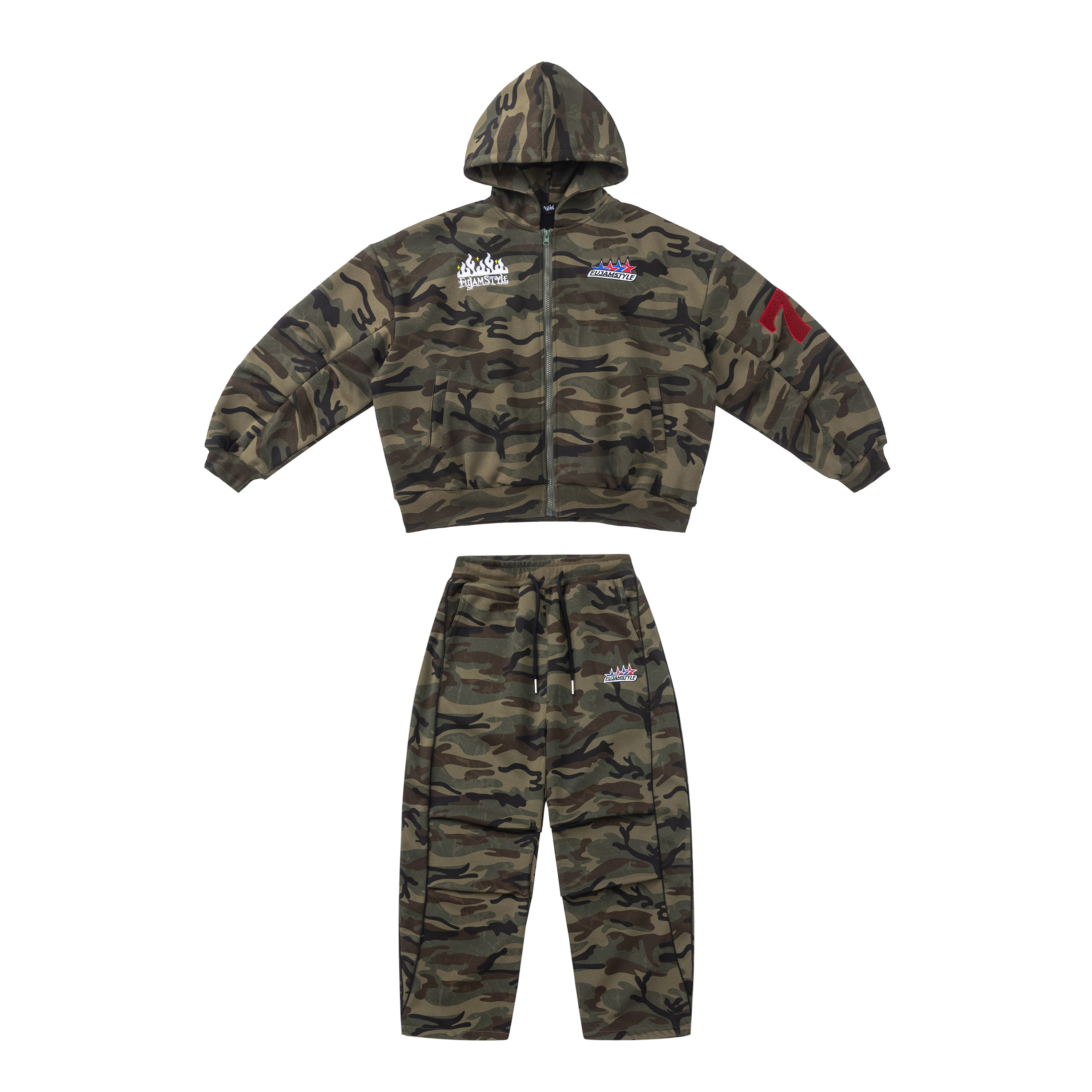 FUJAM儿童街舞潮牌迷彩开衫连帽卫衣套装美式复古外套hiphop服装,淘宝优惠券,粉丝福利购,淘宝优惠卷