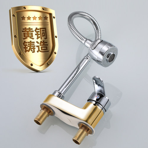 全铜面盆水龙头冷热洗脸盆单把双孔三孔万向旋转卫生间洗漱水龙头 - 图2