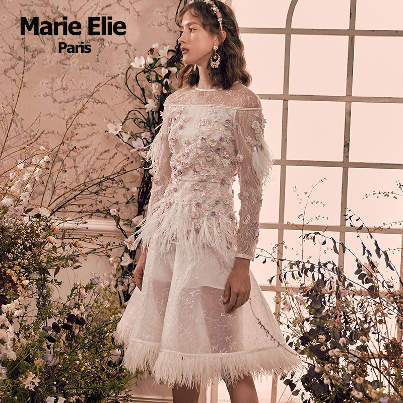 【现货】marie elie羽毛连衣裙 MarieElie连衣裙