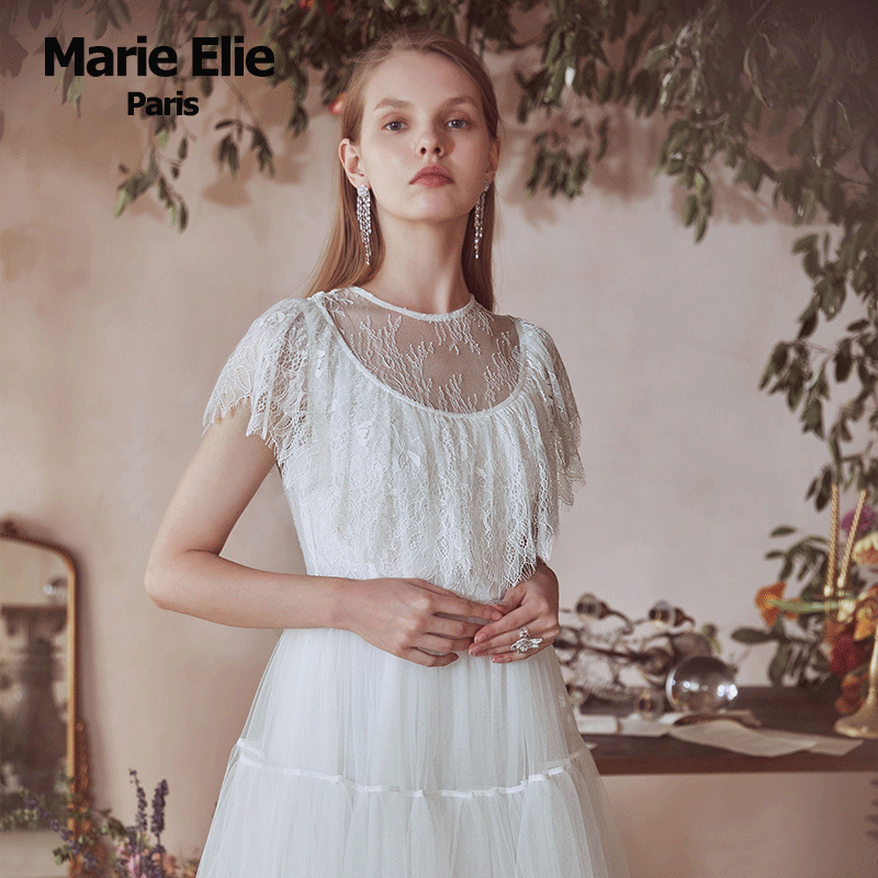 marie elie春夏新款白慕蕾丝连衣裙 MarieElie连衣裙