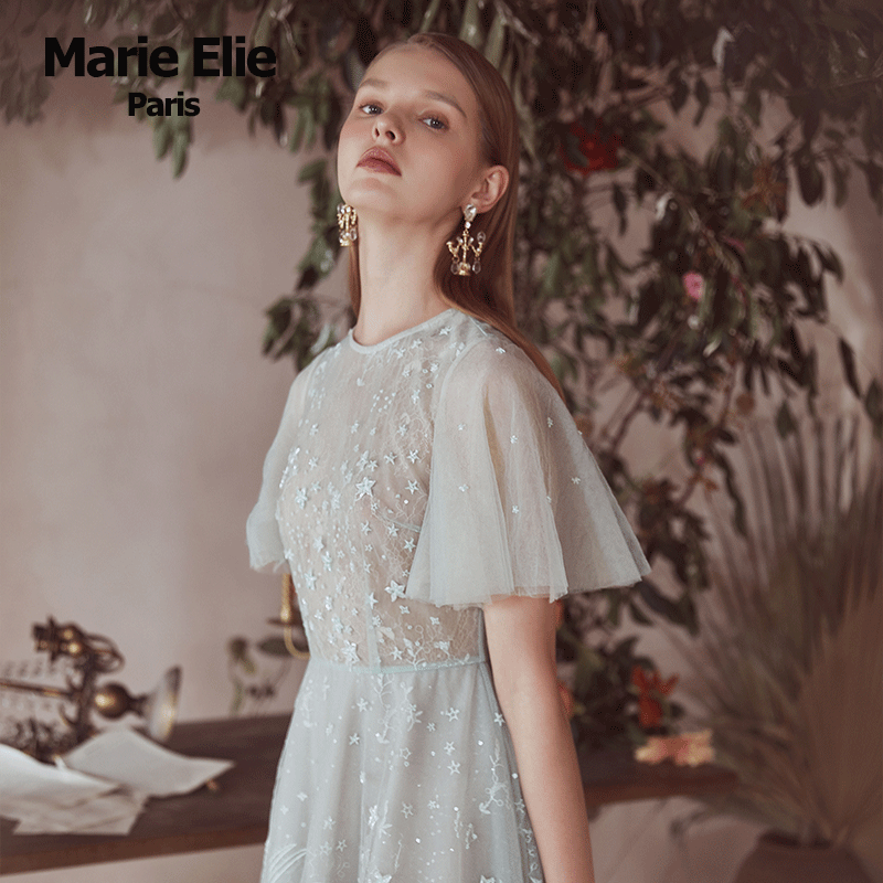 marie elie春夏新款潆蒙微碧连衣裙 MarieElie连衣裙