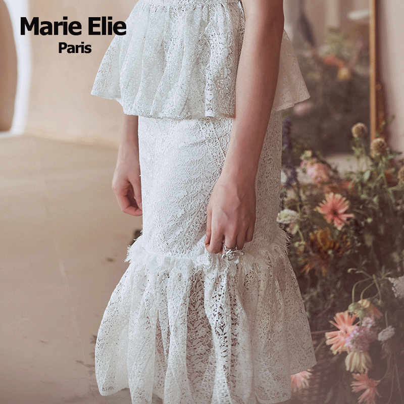 marie elie春夏新款白缪斯虞姬半裙 MarieElie半身裙