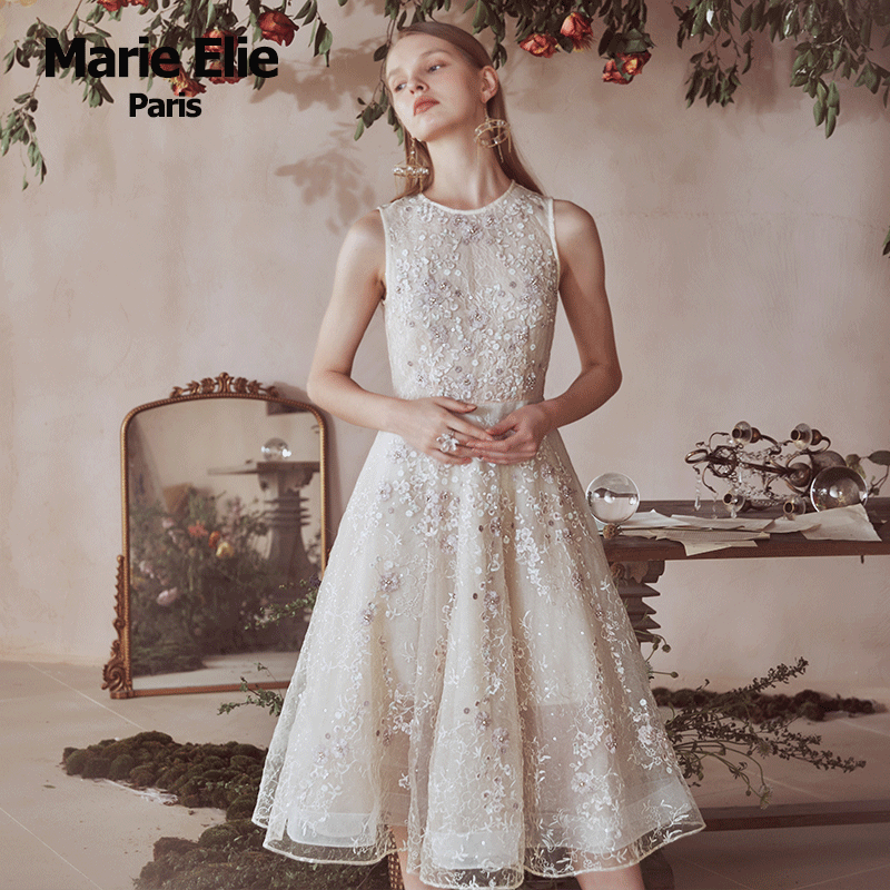 marie elie2020春夏新款粉漾礼服裙 MarieElie连衣裙